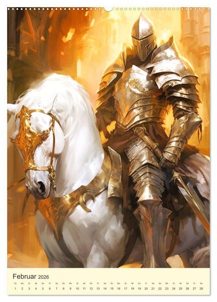 Produktbild: Der Drachenk&ouml;nig. Ritter unter der Herrschaft des Biests (hochwertiger Premium Wandkalender 2026 DIN A2 hoch), Kunstdruck in Hochglanz