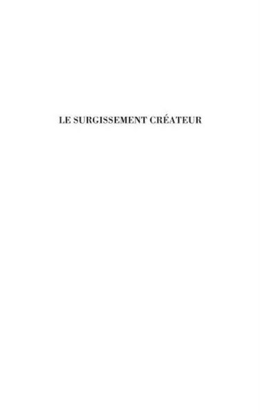 Produktbild: Le surgissement createur - jeu, hasard ou inconscient