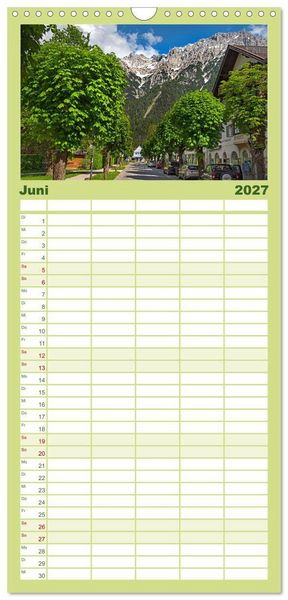 Produktbild: Familienplaner 2027 - Mittenwald - Perle des Werdenfelser Landes mit 5 Spalten (Wandkalender, 21 x 45 cm) CALVENDO