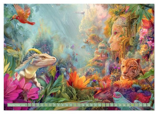 Produktbild: Tierische Dschungelkreaturen - Der Fantasie entsprungen (Wandkalender 2026 DIN A3 quer), CALVENDO Monatskalender