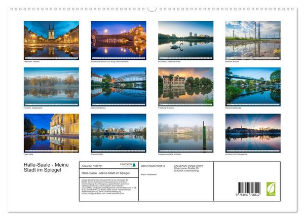 Produktbild: Halle-Saale - Meine Stadt im Spiegel (hochwertiger Premium Wandkalender 2026 DIN A2 quer), Kunstdruck in Hochglanz