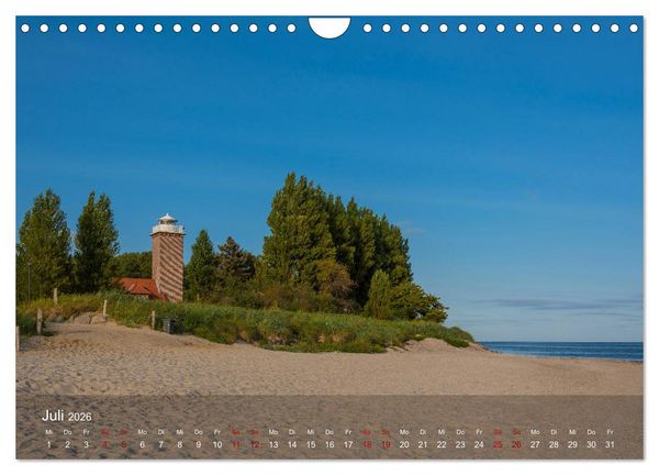 Produktbild: Die sch&ouml;nsten Leuchtt&uuml;rme - Deutsche Ostsee (Wandkalender 2026 DIN A4 quer), CALVENDO Monatskalender