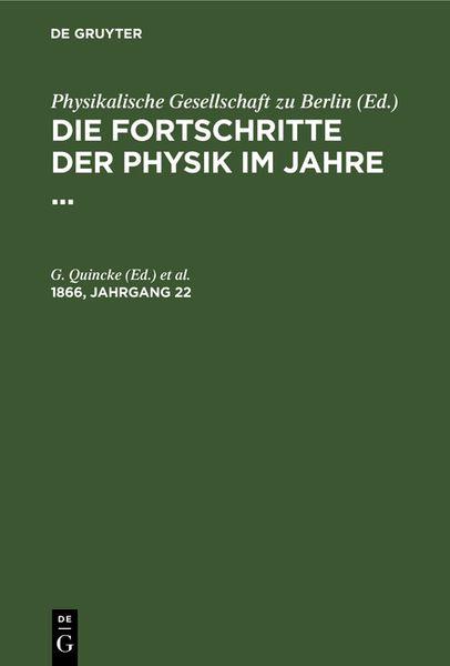 Produktbild: Die Fortschritte der Physik im Jahre .... 1866, Jahrgang 22