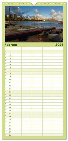 Produktbild: Familienplaner 2026 - Hawaii - Oahu - Maui mit 5 Spalten (Wandkalender, 21 x 45 cm) CALVENDO