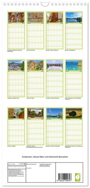 Produktbild: Familienplaner 2026 - Andalusien, blaues Meer und historische Bauwerke mit 5 Spalten (Wandkalender, 21 x 45 cm) CALVENDO