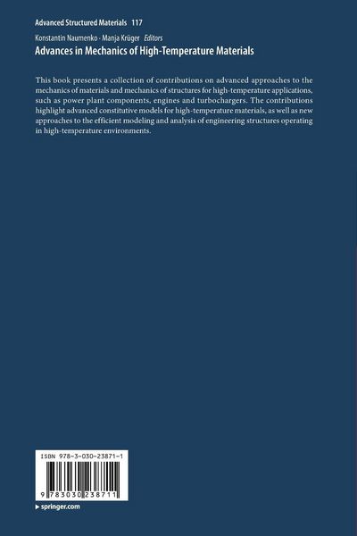 Produktbild: Advances in Mechanics of High-Temperature Materials