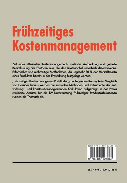 Produktbild: Fr&uuml;hzeitiges Kostenmanagement