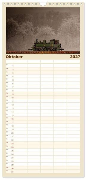 Produktbild: Familienplaner 2027 - Dampflokomotiven in Spur N mit 5 Spalten (Wandkalender, 21 x 45 cm) CALVENDO