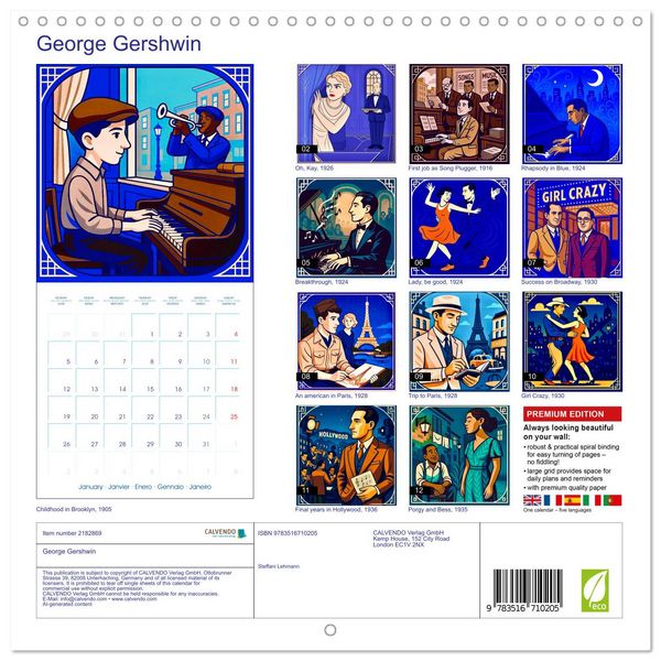 Produktbild: George Gershwin (Wall Calendar 2026 12 &times; 12 Inch) CALVENDO 12 Month Wall Calendar