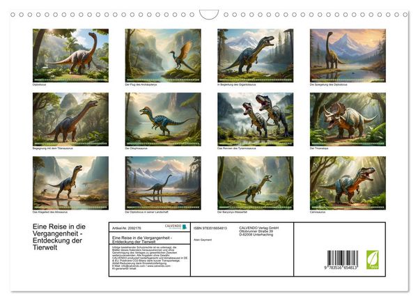 Produktbild: Eine Reise in die Vergangenheit - Entdeckung der Tierwelt (Wandkalender 2026 DIN A3 quer), CALVENDO Monatskalender