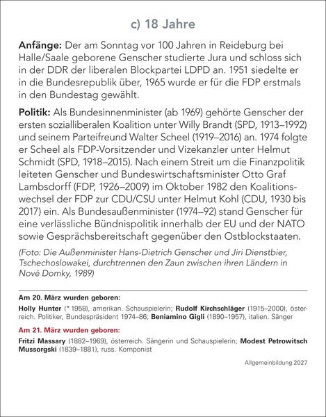 Produktbild: Allgemeinbildung Tagesabrei&szlig;kalender 2027 - Das t&auml;gliche Wissens-Quiz