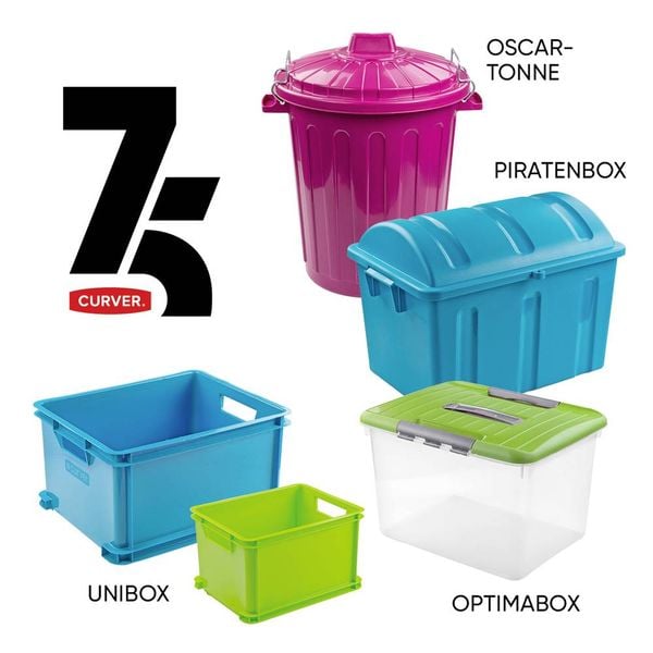Produktbild: Curver 259599 Aufbewahrungsbox Unibox Classic 75 Jahre-Edition Türkisblau 1St.