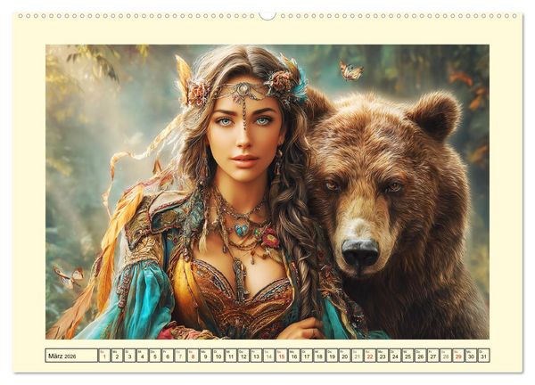 Produktbild: Waldgefl&uuml;ster. Die mystischen Frauen der alten Pfade (Wandkalender 2026 DIN A2 quer), CALVENDO Monatskalender
