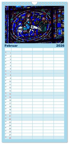 Produktbild: Familienplaner 2026 - Bilder aus Licht - Notre Dame de Chartres mit 5 Spalten (Wandkalender, 21 x 45 cm) CALVENDO