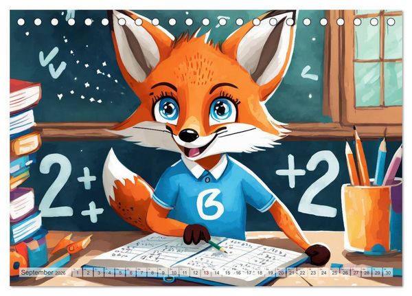 Produktbild: Schlaufuchs - Abenteuer Schule (Tischkalender 2026 DIN A5 quer), CALVENDO Monatskalender