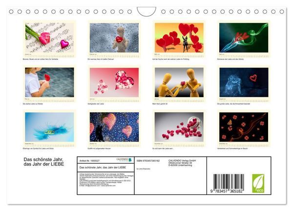 Produktbild: Das sch&ouml;nste Jahr, das Jahr der LIEBE (Wandkalender 2026 DIN A4 quer), CALVENDO Monatskalender