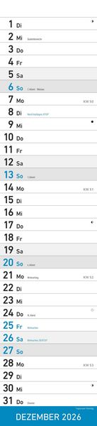 Produktbild: Streifenplaner BLAU 2026 - Streifenkalender - Wandplaner - Küchen-Kalender - 11,3x49,5