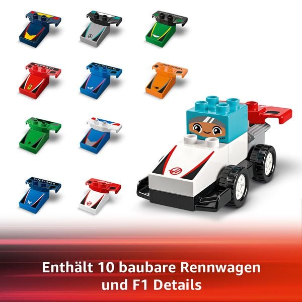 Produktbild: LEGO DUPLO Town F1 Team Rennautos mit Rennfahrern, Lernspielzeug 10445