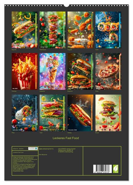 Produktbild: Leckeres Fast Food (hochwertiger Premium Wandkalender 2026 DIN A2 hoch), Kunstdruck in Hochglanz