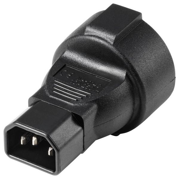 Produktbild: TRU COMPONENTS Kaltger&auml;te-Adapter CEE-Kupplung - Kaltger&auml;te-Stecker C14 Gesamtpolzahl: 2 + PE Schwarz 1 St.