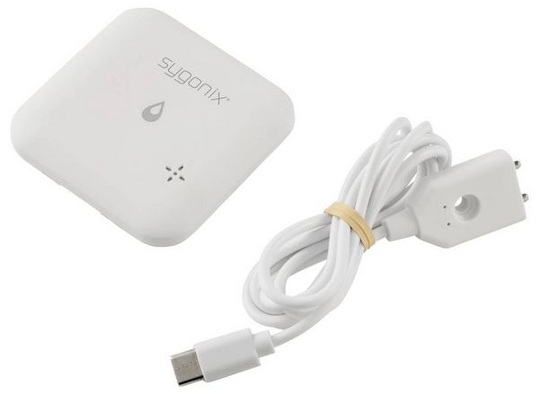 Produktbild: Sygonix SY-6735646 Wassermelder mit App-Steuerung, mit internem Sensor, mit externem Sensor batteriebetrieben
