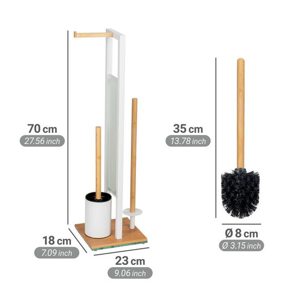 Produktbild: Stand WC-Garnitur Mod. Rivalta, bambus/wei&szlig;, Sicherheitsglas, 18x70x23 cm, mit Toilettenpapierhalter