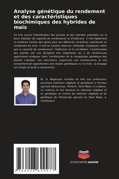 Produktbild: Analyse g&eacute;n&eacute;tique du rendement et des caract&eacute;ristiques biochimiques des hybrides de ma&iuml;s