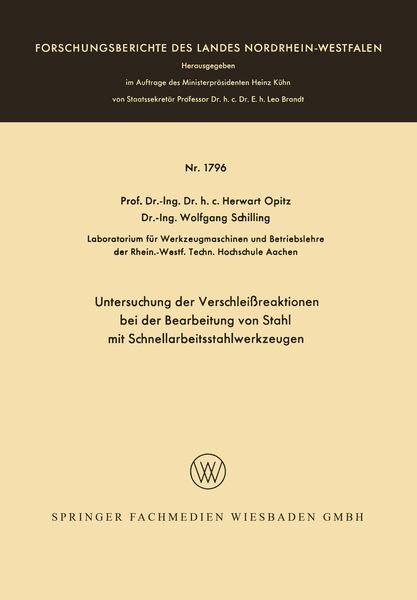 Produktbild: Untersuchung der Verschlei&szlig;reaktionen bei der Bearbeitung von Stahl mit Schnellarbeitsstahlwerkzeugen