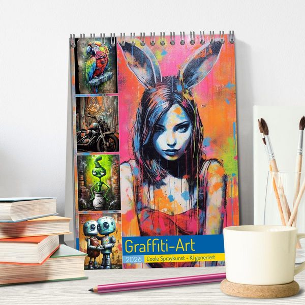 Produktbild: Graffiti Art (Tischkalender 2026 DIN A5 hoch), CALVENDO Monatskalender