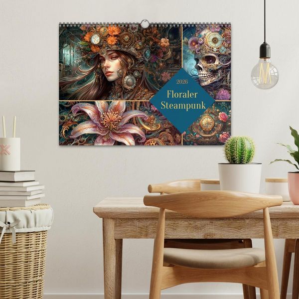 Produktbild: Floraler Steampunk (Wandkalender 2026 DIN A3 quer), CALVENDO Monatskalender