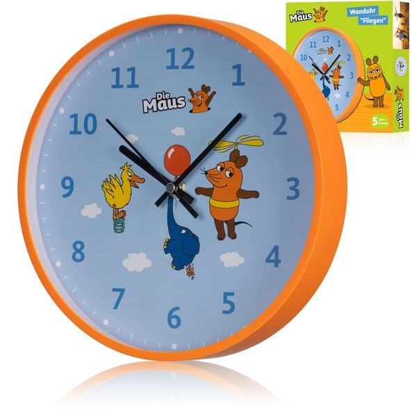 Produktbild: Bresser 11645 - DieMaus Kinder-Wanduhr Fliegen, 25 cm