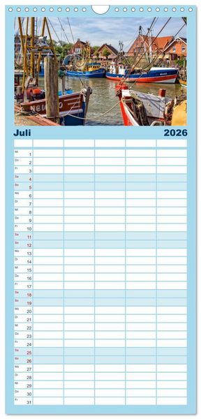 Produktbild: Familienplaner 2026 - Reise an die Nordsee - Neuharlingersiel mit 5 Spalten (Wandkalender, 21 x 45 cm) CALVENDO