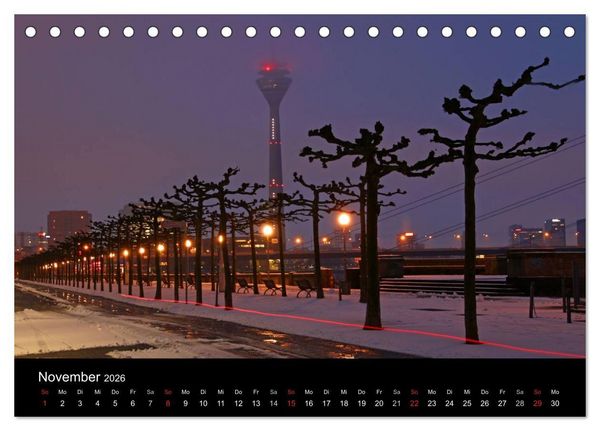 Produktbild: D&uuml;sseldorf Abendstimmungen und Nachtansichten (Tischkalender 2026 DIN A5 quer), CALVENDO Monatskalender