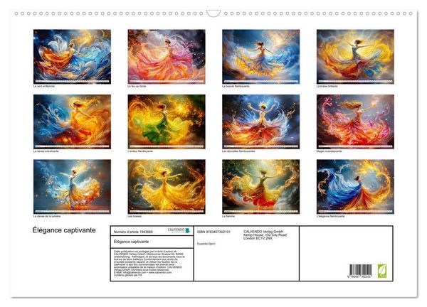 Produktbild: &Eacute;l&eacute;gance captivante (Calendrier mural 2026 DIN A2 vertical), CALVENDO calendrier mensuel