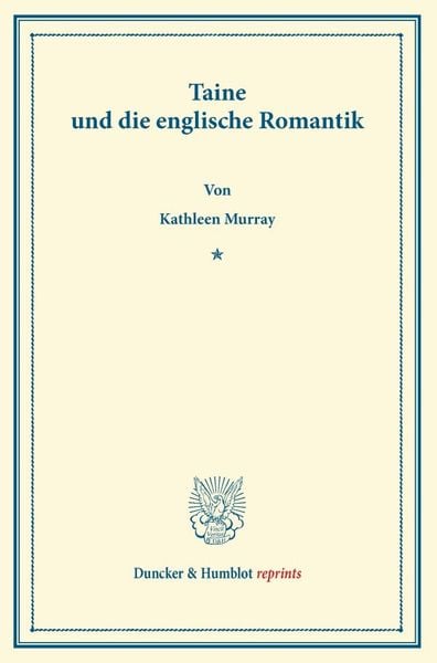 Produktbild: Taine und die englische Romantik.