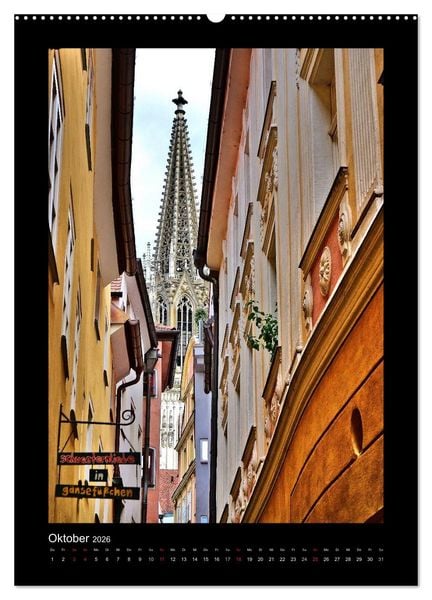 Produktbild: Gassen und T&uuml;rme in Regensburg (Wandkalender 2026 DIN A2 hoch), CALVENDO Monatskalender