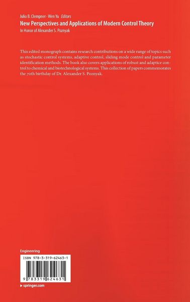Produktbild: New Perspectives and Applications of Modern Control Theory