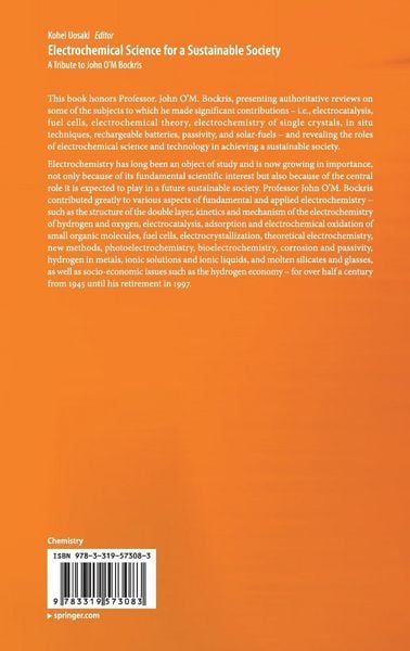 Produktbild: Electrochemical Science for a Sustainable Society