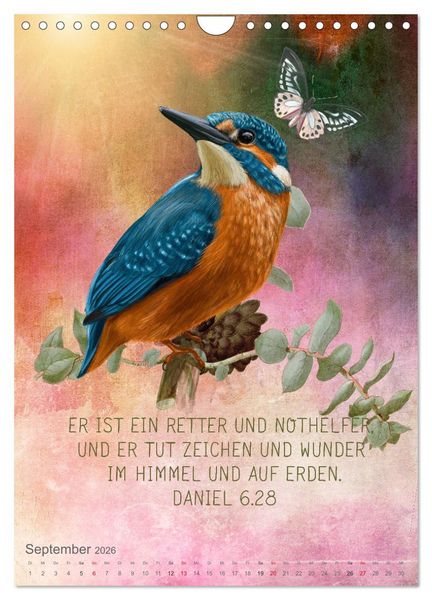 Produktbild: Bibelworte f&uuml;r Vogelfreunde (Wandkalender 2026 DIN A4 hoch), CALVENDO Monatskalender