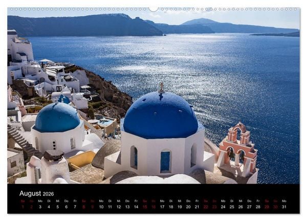 Produktbild: Santorini - K&ouml;nigin der Kykladen (hochwertiger Premium Wandkalender 2026 DIN A2 quer), Kunstdruck in Hochglanz