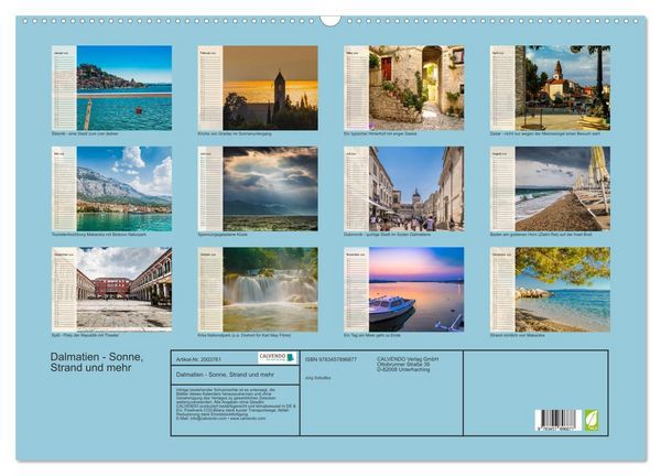 Produktbild: Dalmatien - Sonne, Strand und mehr (Wandkalender 2026 DIN A2 quer), CALVENDO Monatskalender