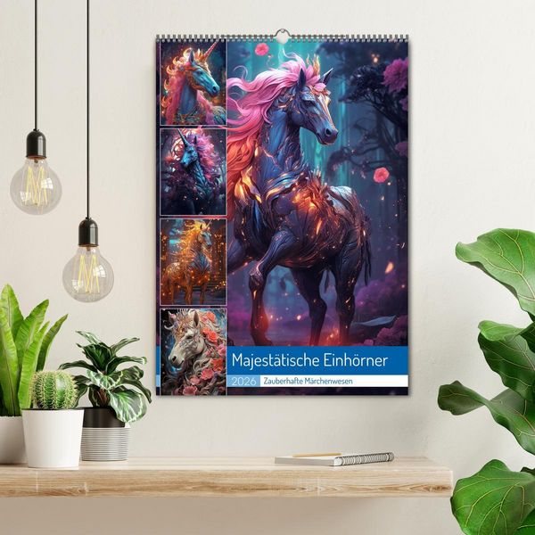 Produktbild: Majest&auml;tische Einh&ouml;rner (Wandkalender 2026 DIN A2 hoch), CALVENDO Monatskalender