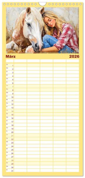 Produktbild: Familienplaner 2026 - Seelenverwandte. Frauen und Pferde. Die Magie der Verbundenheit mit 5 Spalten (Wandkalender, 21 x 45 cm) CALVENDO