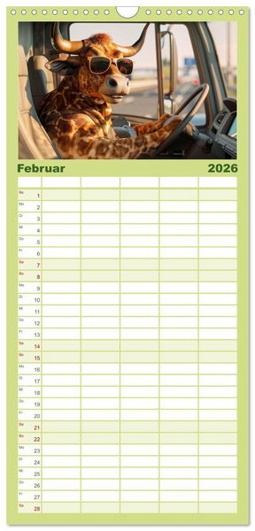 Produktbild: Familienplaner 2026 - Tierisch lustige LKW-Fahrer mit 5 Spalten (Wandkalender, 21 x 45 cm) CALVENDO