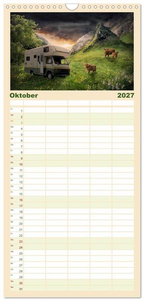 Produktbild: Familienplaner 2027 - Camping macht gl&uuml;cklich! mit 5 Spalten (Wandkalender, 21 x 45 cm) CALVENDO