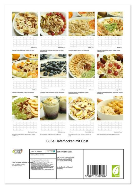 Produktbild: S&uuml;&szlig;e Haferflocken mit Obst (Wandkalender 2026 DIN A4 hoch), CALVENDO Monatskalender