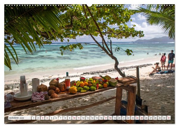 Produktbild: Seychelles - Des &icirc;les de r&ecirc;ve dans l'oc&eacute;an Indien (Calendrier mural 2026 DIN A2 vertical) calendrier de bureau