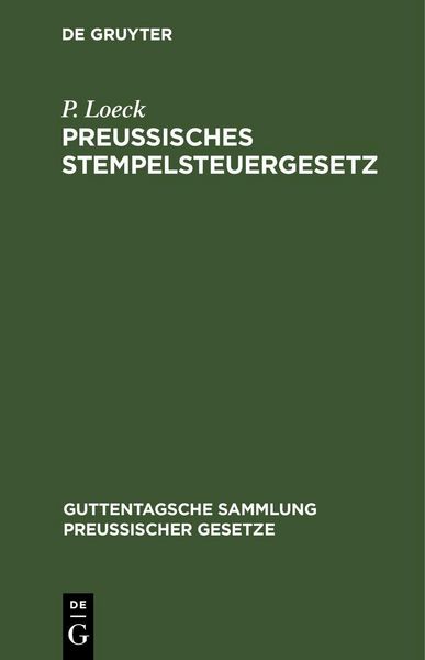 Produktbild: Preu&szlig;isches Stempelsteuergesetz