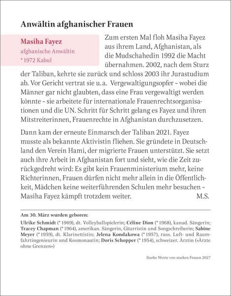 Produktbild: Starke Worte von starken Frauen Tagesabrei&szlig;kalender 2027