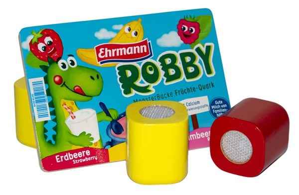 Produktbild: Kaufmannsladenartikel Robby Fr&uuml;chtequarkbecher Holz 6 St&uuml;ck